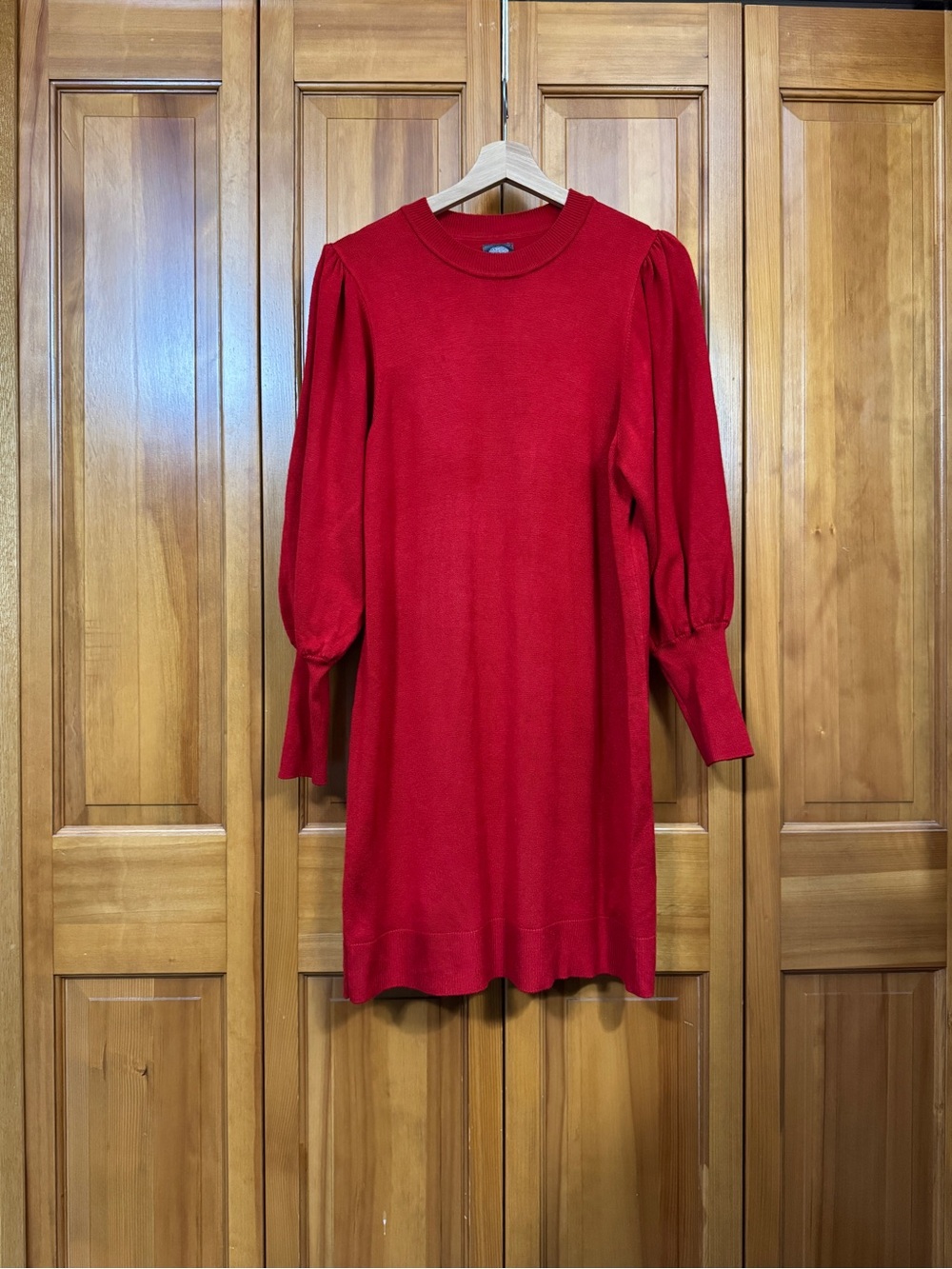 Vince Camuto Red Sweater Dress Bishop Sleeve L